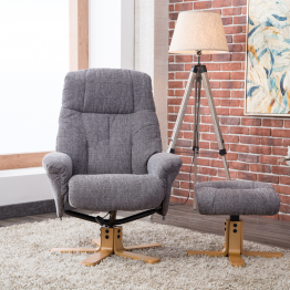 Dubai Recliner Chair & Footstool in Lisbon Grey